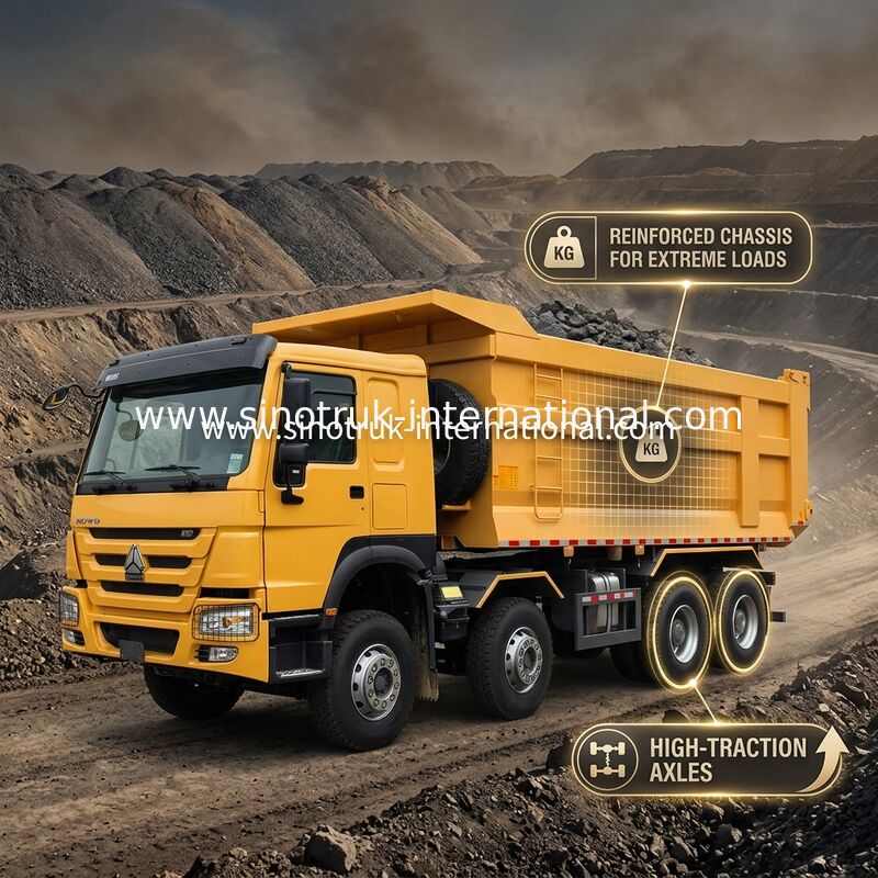 Sinotruk Howo Tipper Dump Truck 8 × 4 Lhd 12 bánh xe hình U