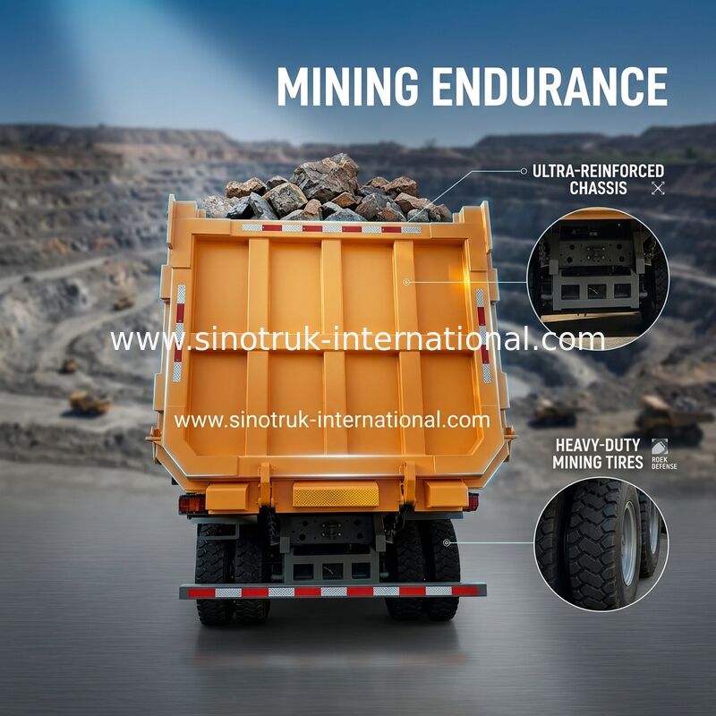 SINOTRUK Heavy Duty Tipper Dump Truck LHD Với Cabin Skeleton Tăng cường cao đơn phương 371HP