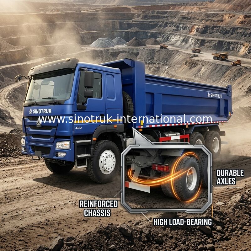 RHD 8×4 12 bánh ZZ3317V3847B1R Sức mạnh cao tiêu thụ nhiên liệu thấp380HP Blue HOWO Tipper Truck