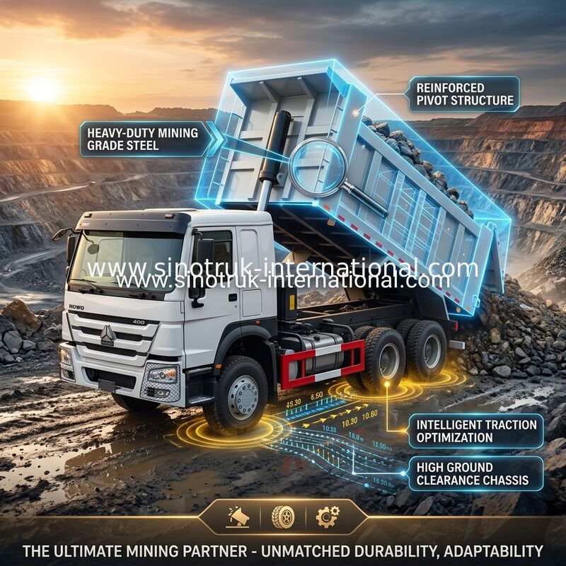 ZZ3257V3847B1 Sức mạnh cao HOWO Xe tải 6 × 4 10 bánh 400HP Tiêu thụ nhiên liệu thấp