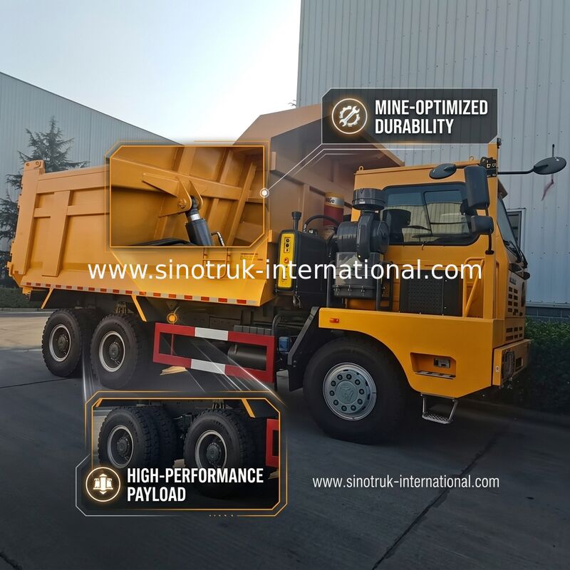 Xe tải tự đổ hạng nặng SINOTRUK LHD với bộ xương có độ bền cao đơn phương màu vàng