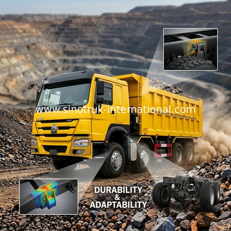 Xe tải tự đổ Sinotruk Howo Tipper 12 bánh 400Hp 8 × 4 Khai thác RHD Vàng