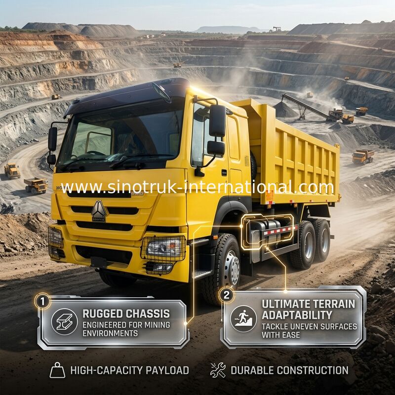 Sinotruk Howo Tipper Dump Truck Weichai 380Hp 10 bánh xe 6 × 4 Rhd 20CBM