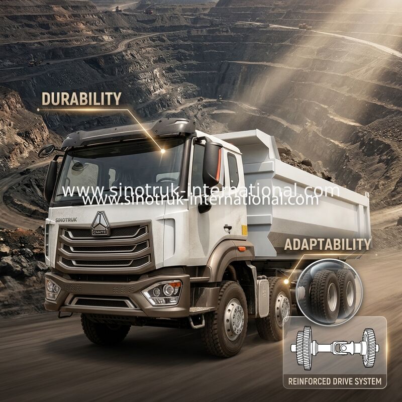 Xe tải tự đổ HOWO N7 LHD 12 bánh 8X4 400HP để khai thác