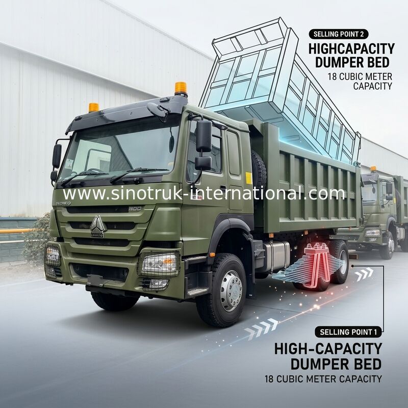 RHD 6×4 10 bánh ZZ3257V3847B1R 400HP Xanh HOWO Xe tải cao mã lực