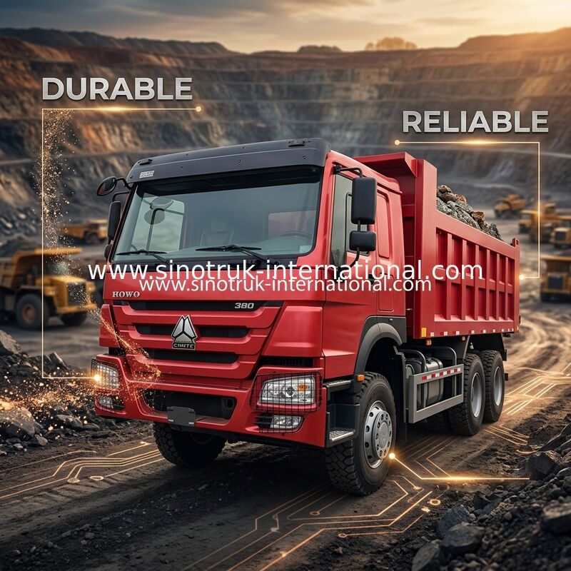 SINOTRUCK Howo Tipper Dump Truck 380hp 6 × 4 20CBM Hộp 10 bánh Đập góc sắt
