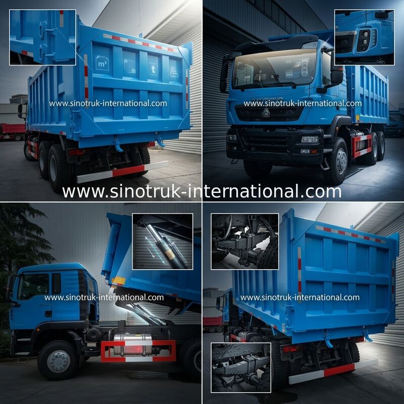 Blue LHD 6×4 10 bánh Xe ben HOWO Tipper Mã lực cao 371HP