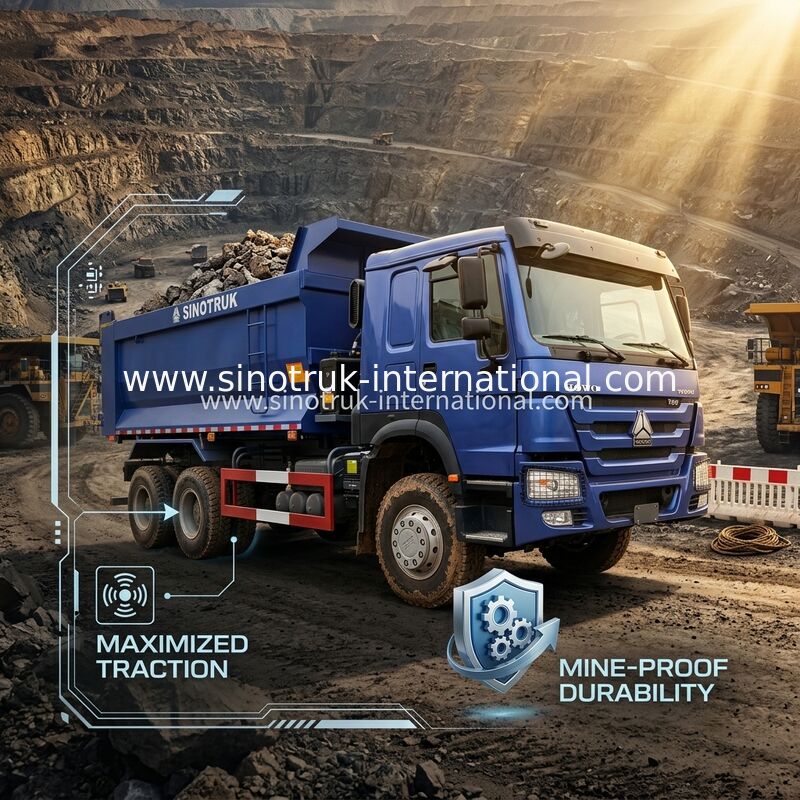Full DriveLow Fuel Consumption 380HP Blue HOWO Tipper Truck RHD 6×6 10 bánh