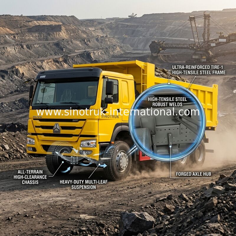 Xe tải tự đổ 10 bánh Mã lực cao 400HP HOWO Tiêu thụ nhiên liệu thấp