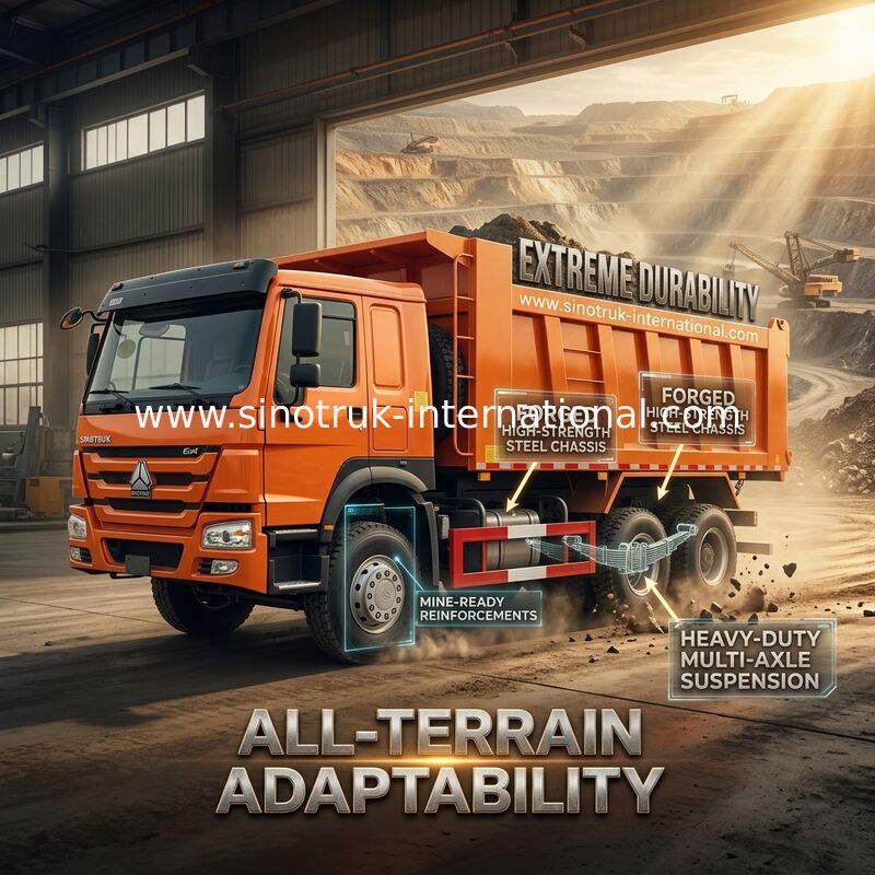 Sinotruk Howo Tipper Dump Truck Weichai 380Hp 6 × 4 5200 - 5800mm Đối với xuất khẩu