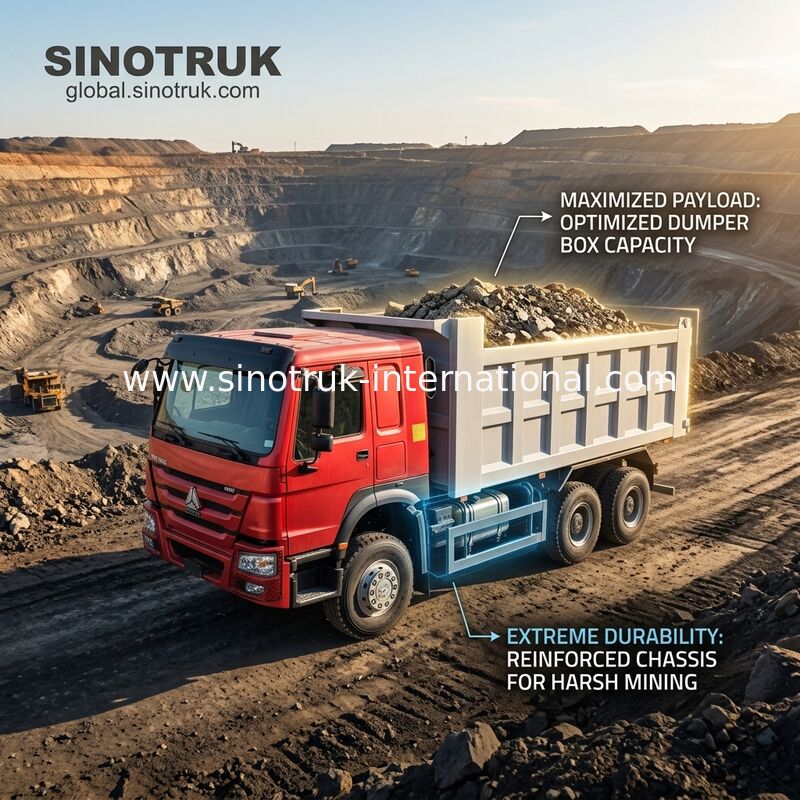 Sinotruk Howo Tipper Dump Truck 400Hp 6 × 4 20CBM Đăng nâng phía trước xi lanh thủy lực