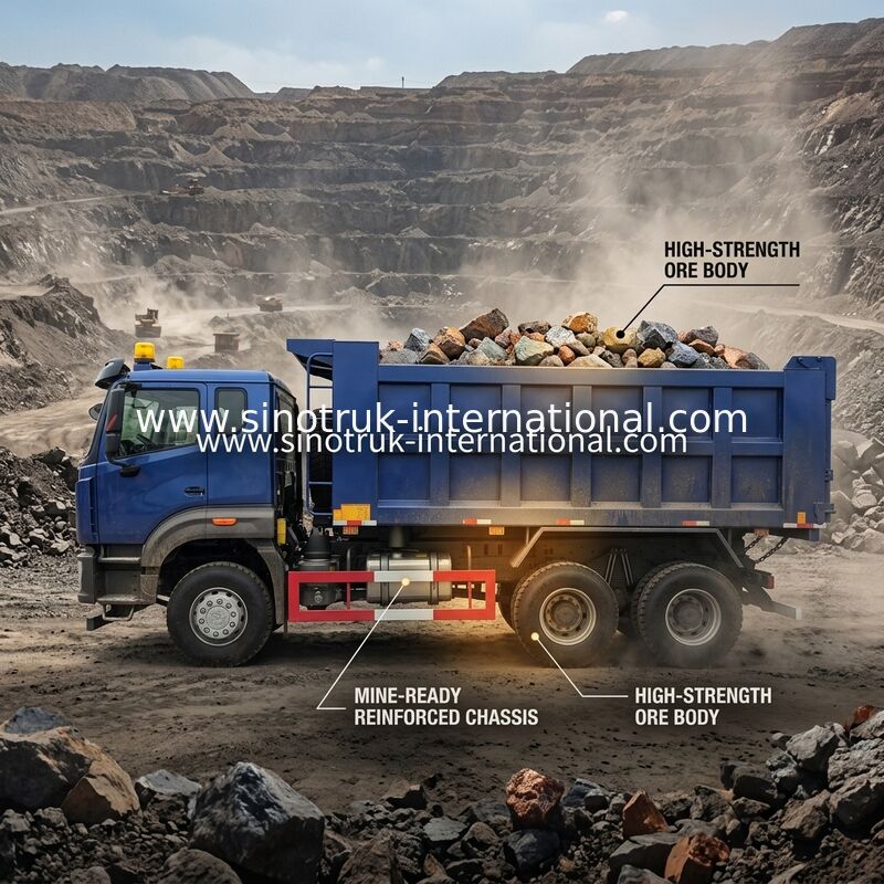 Xe tải tự đổ Sinotruk N7 10 bánh 400Hp 6 × 4 có đèn cảnh báo