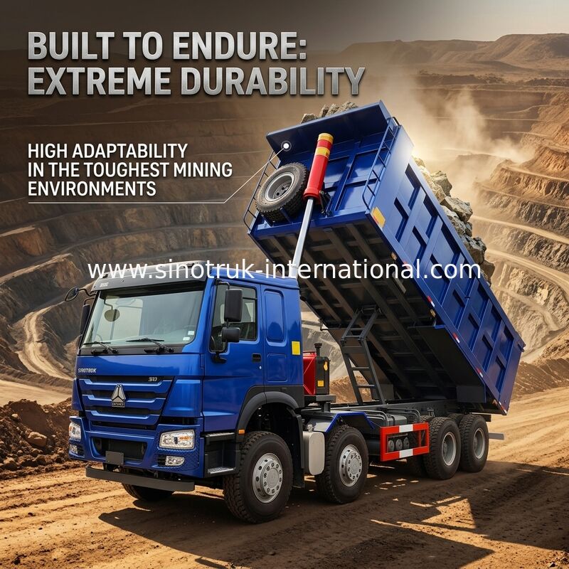 400HP Tiêu thụ nhiên liệu thấp Xe tải tự đổ màu xanh HOWO RHD 6 × 4 12 bánh Mã lực cao