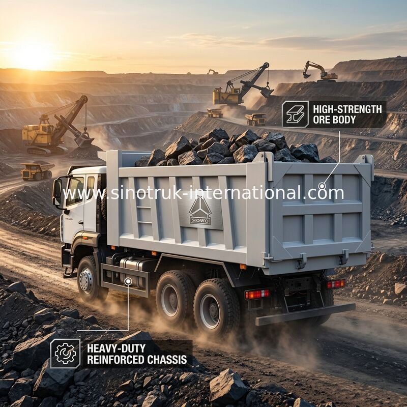 Mã lực cao 400HP Xe ben HOWO White Tipper LHD 6×4 10 bánh