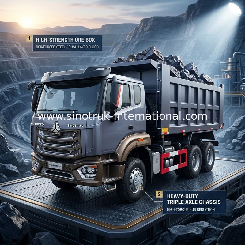 Sinotruk New Howo Tipper Dump Truck 6 × 4 10 bánh 380hp Cho xuất khẩu