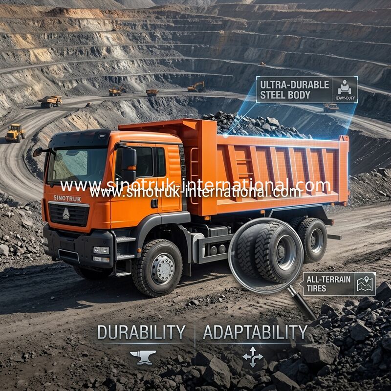 Xe tải tự đổ Sinotruk Howo 6 X 4 màu cam Mới 371HP LHD