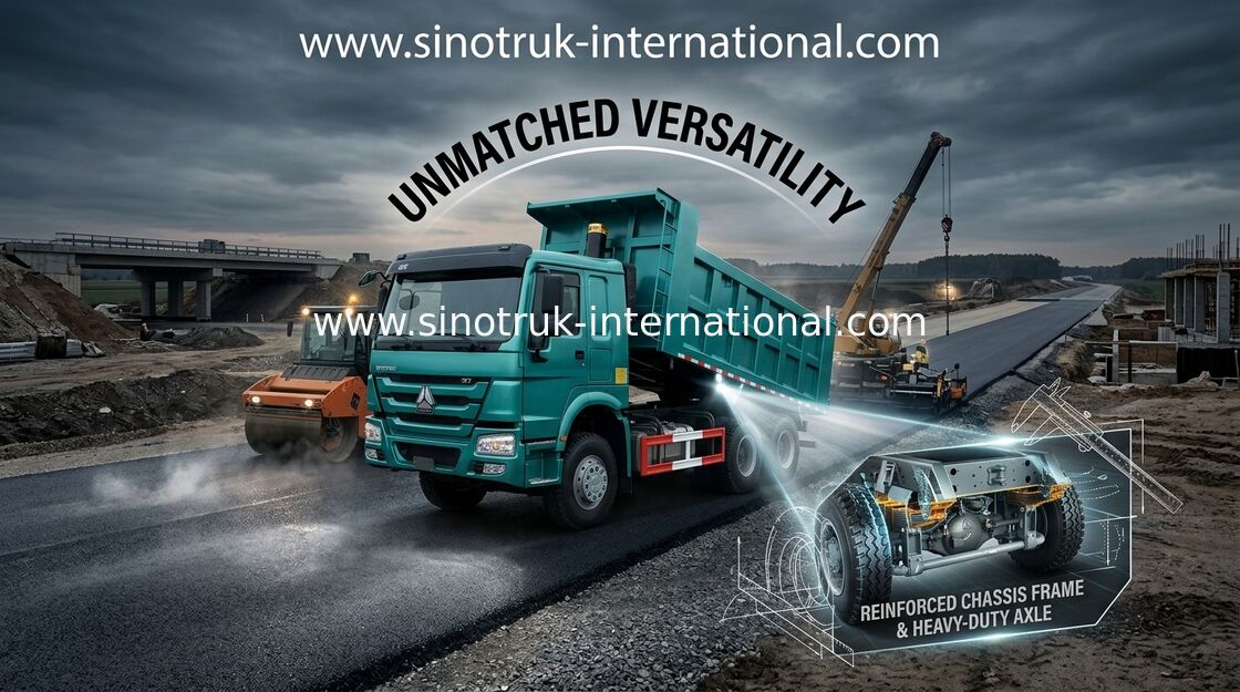 Tay lái bên phải Mười bánh xe tải Sinotruk Tipper, xe tải tự đổ hạng nặng