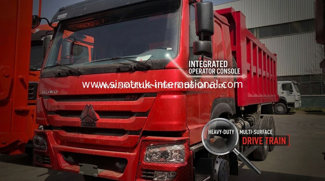 Màu đỏ Xe tải tự đổ SINOTRUK HOWO 6x4 266HP Loại LHD