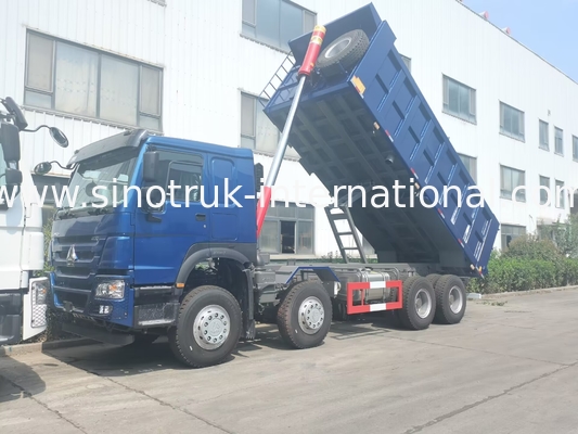 SINOTRUK HOWO LHD 12 bánh 8X4 400HP Xe tải tự đổ màu xanh để khai thác trước nâng 50 tấn
