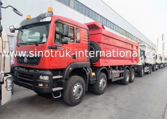 Sinotruk Howo Tiper Dump Truck Tx 400Hp Euro 2 8 × 4 Lhd Hộp hàng hóa hình U Đỏ