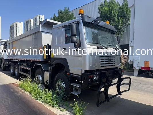 SINOTRUK HOWO 371HP 8X4 Tiếc xe tải tháo dỡ Xây dựng Mặt trước cũ Bơm quân sự Cho khu vực khai thác mỏ Hai đèn cảnh báo Thùng chứa loại U