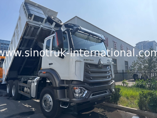 Xe ben SINOTRUK HOHAN Howo, động cơ Weichai, nâng giữa, 6 × 4, LHD, thùng hàng hình chữ nhật, màu trắng, 19-20CBM