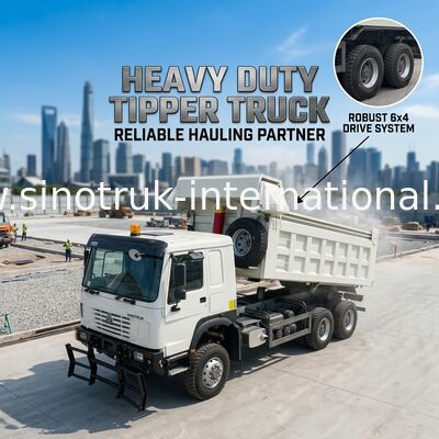 SINOTRUK 371HP 6 × 6 RHD HOWO Dump Truck Màu trắng 19-20CBM nâng phía trước