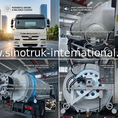 Bơm hút chân không Xe hút nước thải Vệ sinh bể phốt 16CBM LHD 290HP
