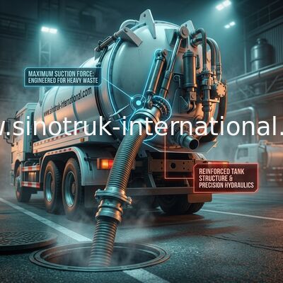 Vacuum Pump Sewage Suction Truck , Septic Tank Cleaning Truck 18CBM LHD 336HP