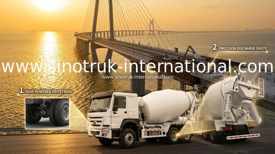 Sinotruk Howo Xe tải trộn bê tông 380HP 6-10CBM 6 X 4 Euro 2 Nhà máy trộn RHD