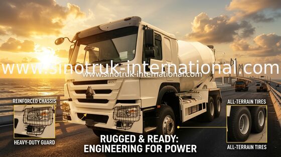 Xe trộn bê tông HOWO 371HP 10m³ với bơm & motor Eaton cho xây dựng hạng nặng
