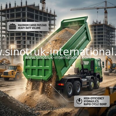 SINOTRUK HOWO 400HP 8X4 Tiếc xe tải xây dựng Old Front Face Phantom Face cab Quân đội Bumper U Type Container