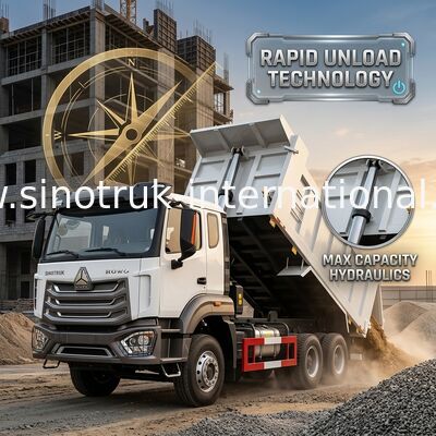 2 hành khách Sinotruk Hohan Tipper Dump Truck Weichai Động cơ 6 × 4 LHD 380HP Với loại hộp số thủ công