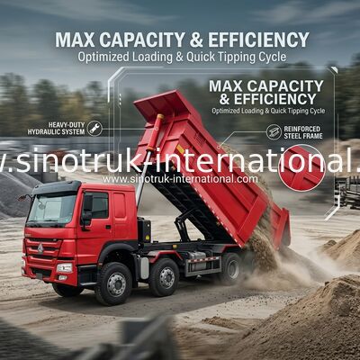 Chiếc xe tải đổ chất thải SINOTRUK HOWO A7 8X4 cho xây dựng ZZ3317V3567B1