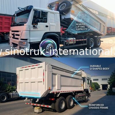 Sinotruk Howo Tipper Dump Truck 400Hp 6 × 4 Thang hình U Với Bọc ghế tự động