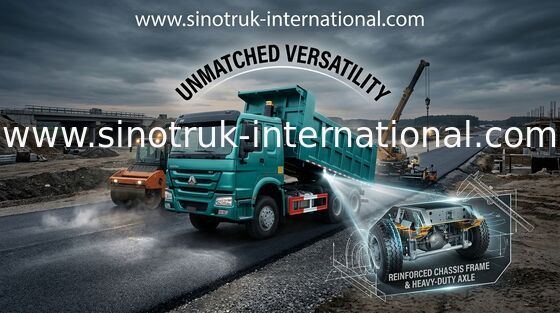 Tay lái bên phải Mười bánh xe tải Sinotruk Tipper, xe tải tự đổ hạng nặng