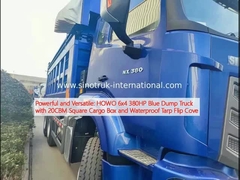 Sức mạnh và linh hoạt: HOWO 6x4 380HP Blue Dump Truck với 20CBM Square Cargo Box và Waterproof Tarp Flip Cove